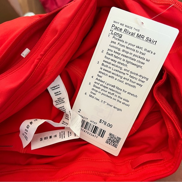 *Lululemon Pace Rival MR Skirt *Long Hot Heat - Picture 3 of 7